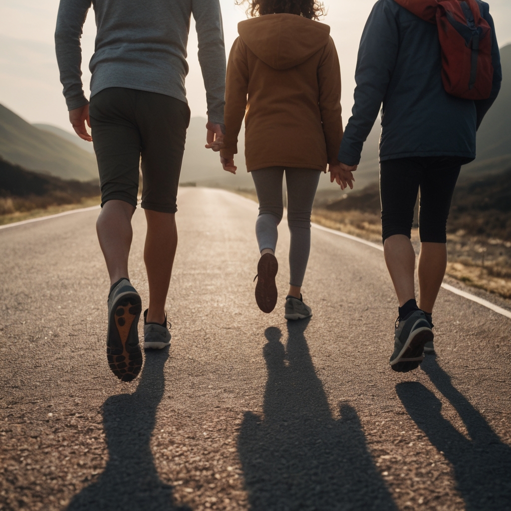 family walking