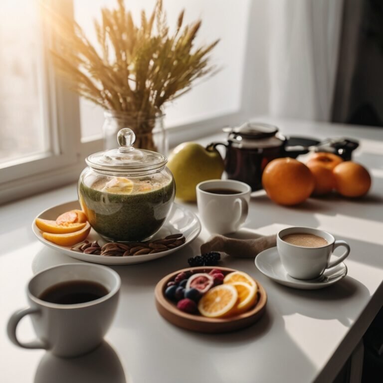 morning breakfast on the table